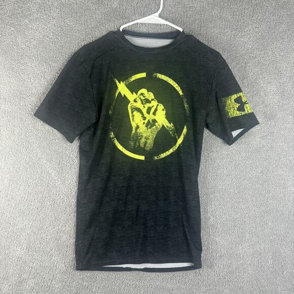Under Armour Shirt Mens Large Black HeatGear Compression Lightning Bolt Graphic - Picture 1 of 8